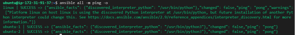 checking connections for ansible via ping