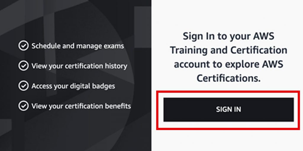 Log in to AWS Certification Account